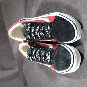 Vans Logo Pop Old Skool Red Black & White Checkerboard Lace Up Sneakers G- US 3
